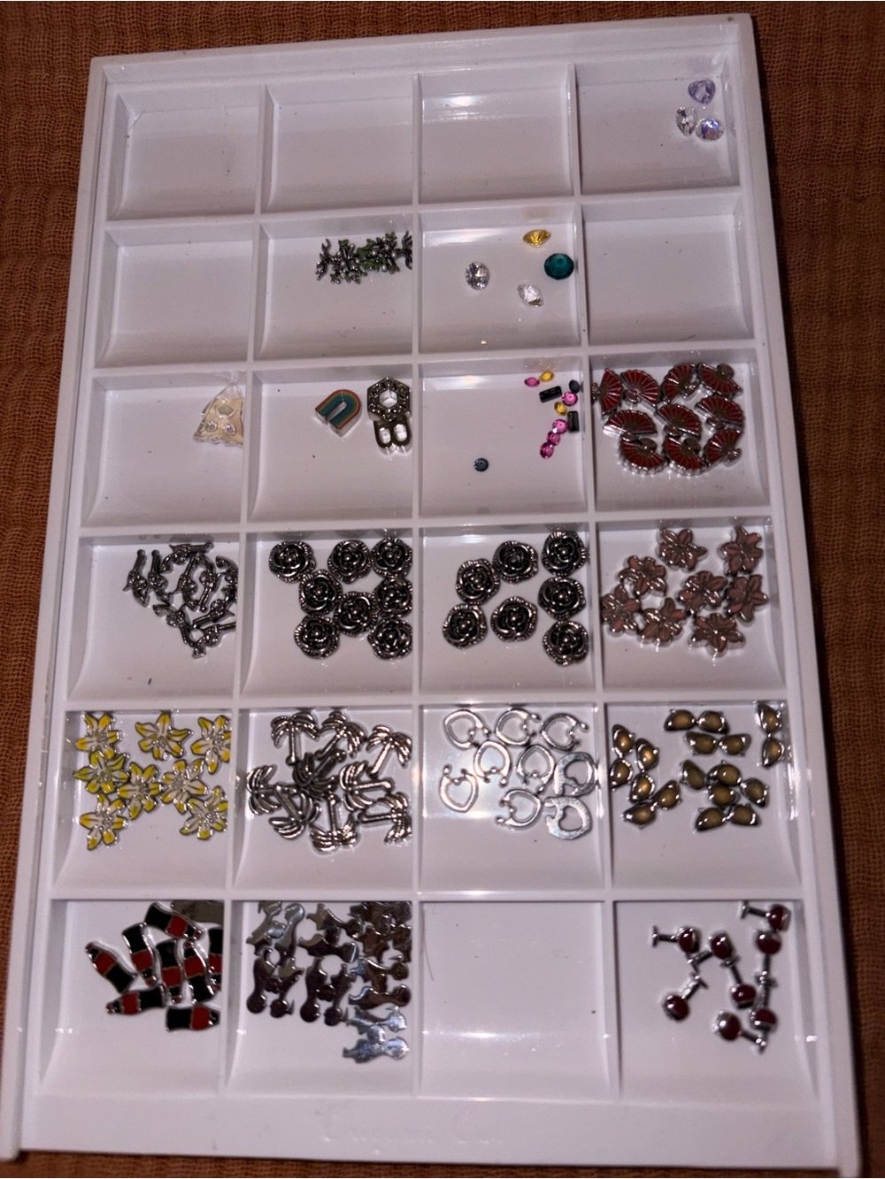 Origami Owl charms and magnetic storage box